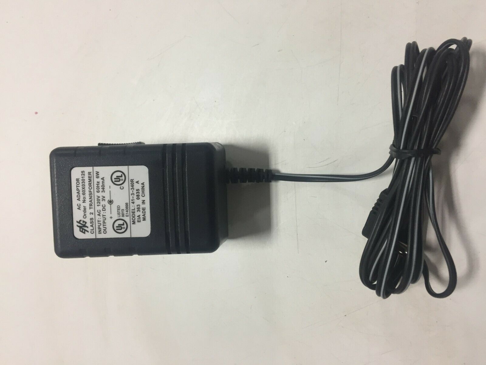 New 3V 340mA ENG 41-3-340R Class 2 Transformer Power Supply Ac Adapter
